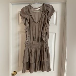 Mustard Seed Taupe ruffle mini dress